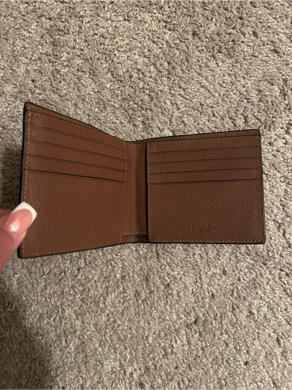 Coach Pebbled Leather Card Wallet in Chestnut Brown